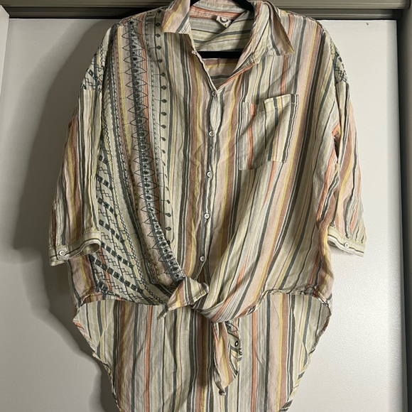 anthropologie akemi kin striped embroidered button down - Picture 6 of 9